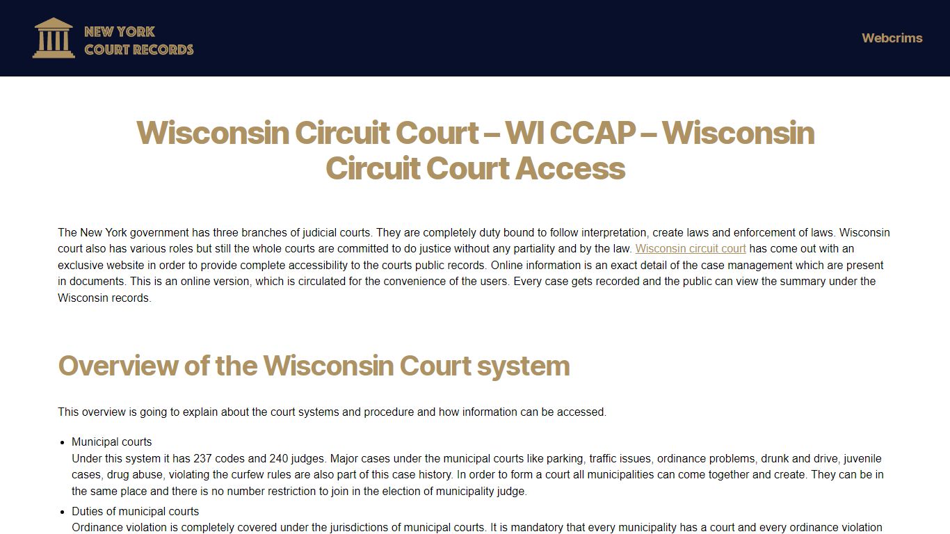 Wisconsin Circuit Court - WI CCAP - Wisconsin Circuit Court Access ...